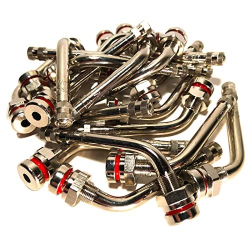 KEX Pack of 50 TR545D Valve Stems with a 60 Degree Bend. Nickel Plated Brass Clamp-in Truck and Bus Valve Stems
