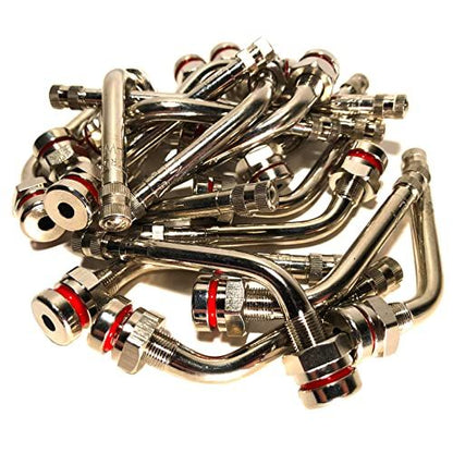 KEX Pack of 50 TR545D Valve Stems with a 60 Degree Bend. Nickel Plated Brass Clamp-in Truck and Bus Valve Stems