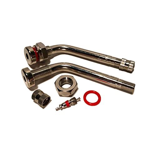 KEX Pack of 50 TR545D Valve Stems with a 60 Degree Bend. Nickel Plated Brass Clamp-in Truck and Bus Valve Stems